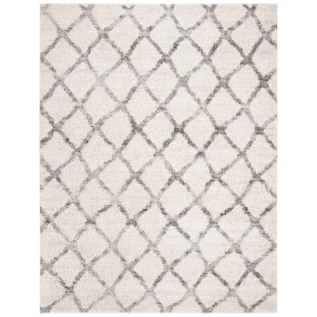 Safavieh 11 x 15 ft. Berber Shag 200 Power Loomed Rectangle Area Rug; Cream & Grey BER215A-1115